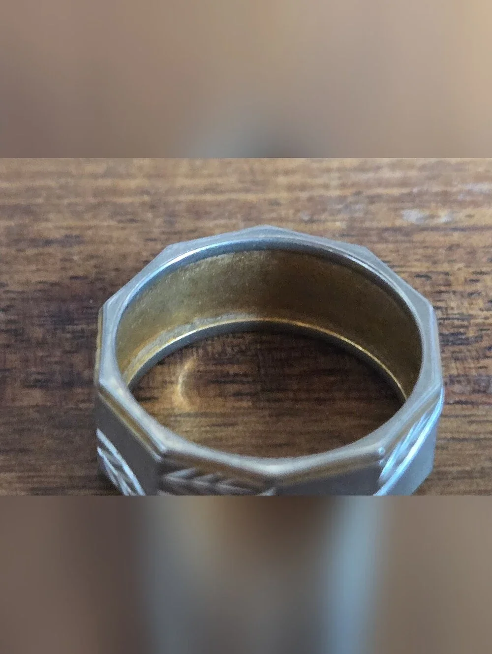 Vintage Brass Not For Sale Sample Ring Engraved Leaf Design Size 6.5 POR000005